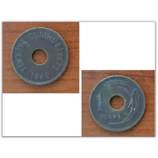 1 Kurus - 1949 Mint Perforated Coin