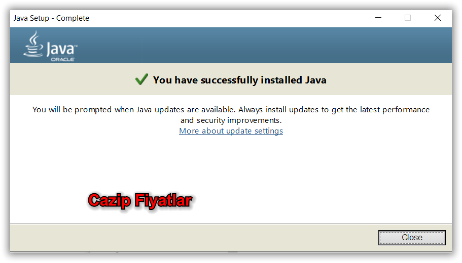 Java installation completed