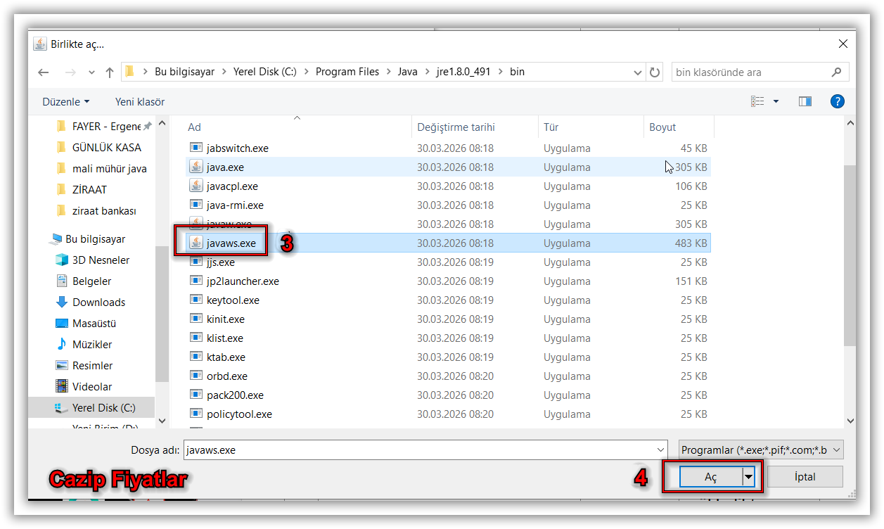 Select javaws.exe for JNLP